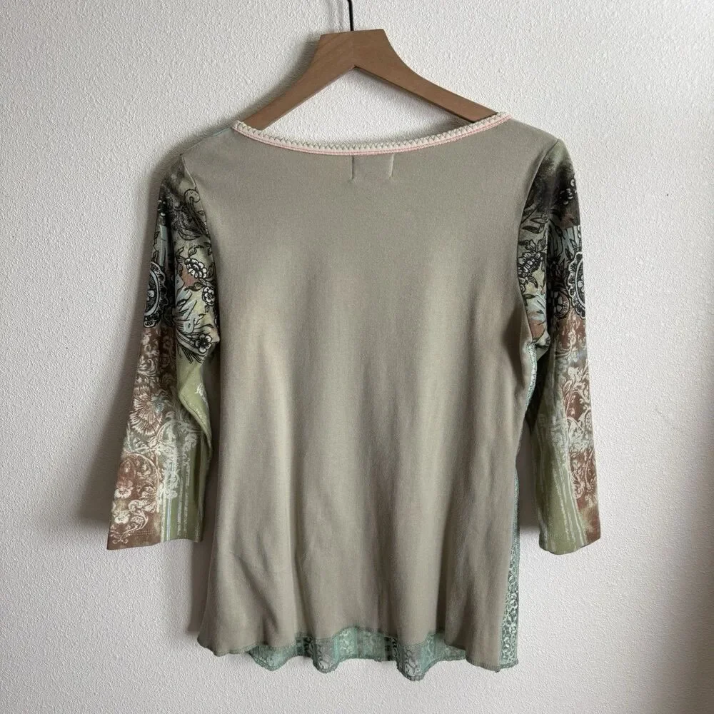 Vtg 90s‎ Lace Top Womens Large Pastel Pink Blue Phoebe Friends Festival Boho USA - Picture 8 of 16